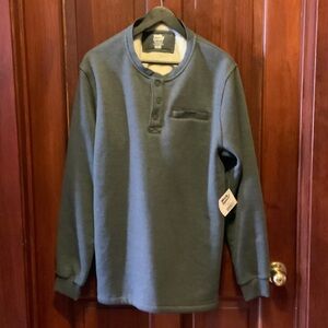 NEW Work N Sport Henley Pullover Sweatshirt in Olive Green